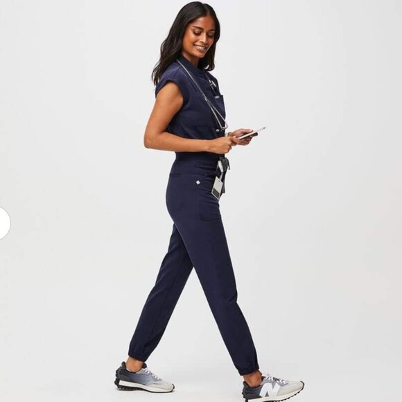 FIGS Rafaela Cargo ScrubJumpsuit, Navy, Medium - Picture 2 of 3